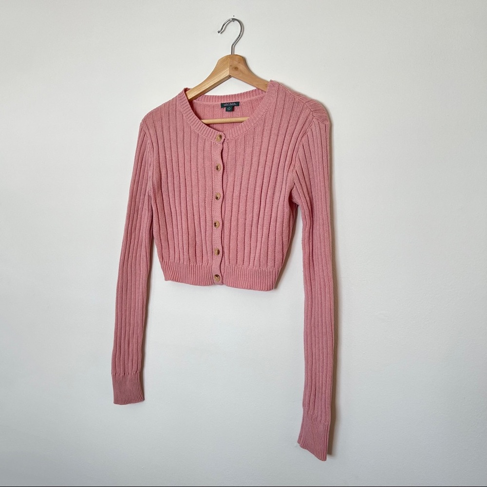 Wild Fable Ribbed Knit Button Down Crop Cardigan Sweater Sz:XS